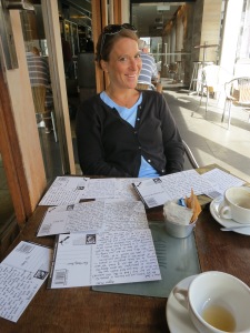 Post Cards writing and Long Black Drinking Brooke